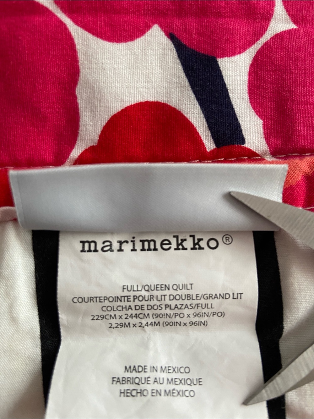 Marimekko Mini Unikko Floral Set Comforter And 2 Shams Red Pink Queen - Picture 6 of 14